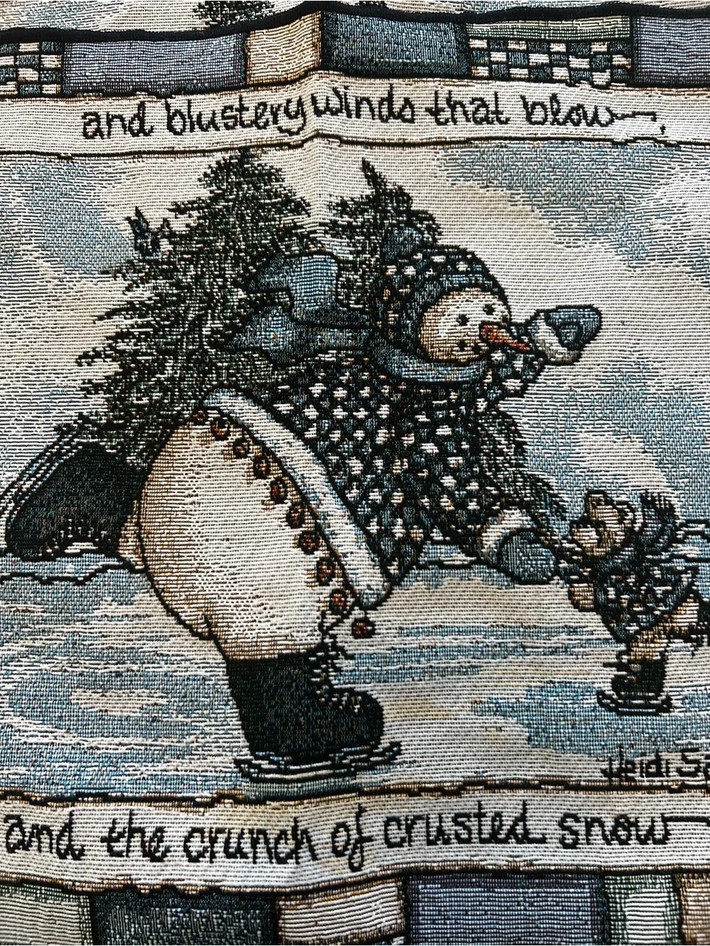4 Heidi Satterberg Snowman Print Kids Placemat Set in Blue